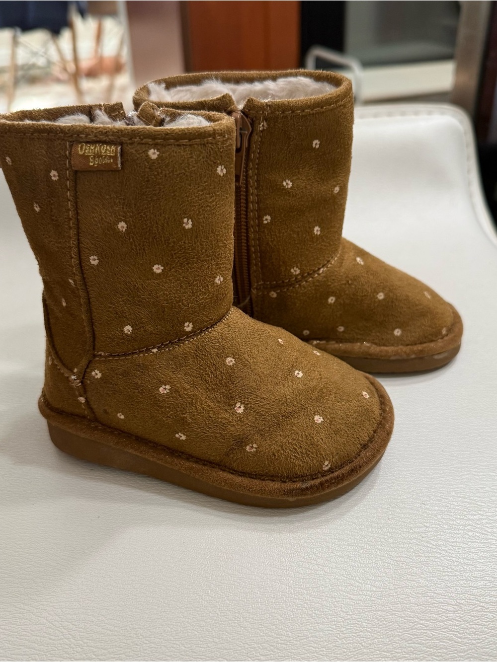 OshKosh Brown faux Suede Winter Booties with Shearling Lining